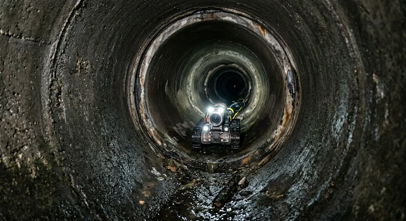 Robotic sewer camera inspecting pipe interior for Sewer Line Repair in Bellevue